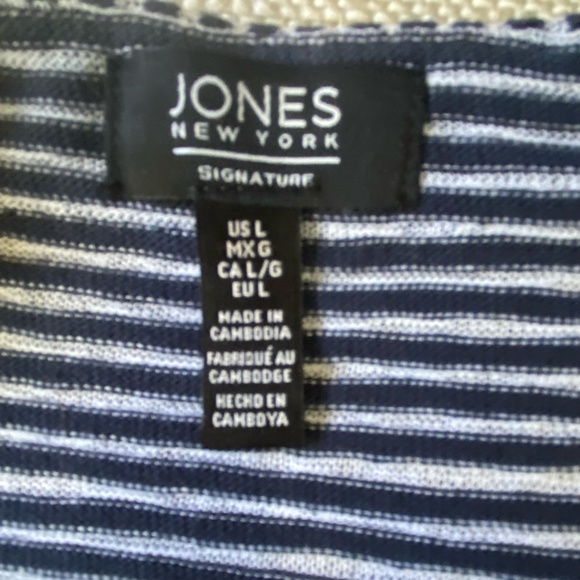 Jones New York Cotton Blend Boatneck Sleeveless Nautical Coastal Knit Top-Sz-L - Picture 11 of 16